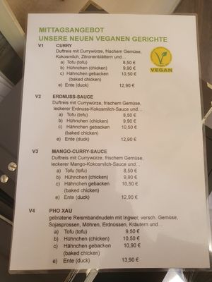 Vegane Karte at ASAHI SUSHI in Berlin