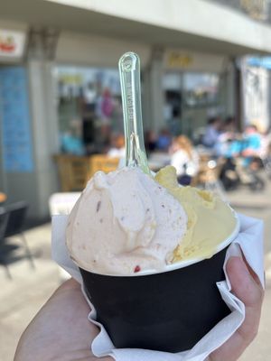 Nectarine and mango sorbett  at Di Pola's in Hastings