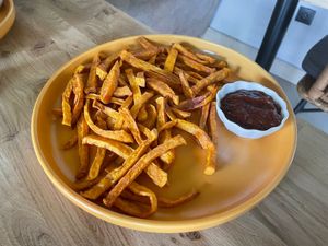 Sweet potato fries at KRZAKI Vege Street Food in Plock