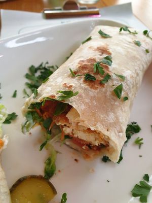 Tortilla with breaded tofu- it was super delicious 😋 at KRZAKI Vege Street Food in Plock