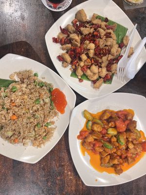 Fried rice, chilli chicken and sweet and sour chicken  at Su Xiang - 素香 in Central Singapore