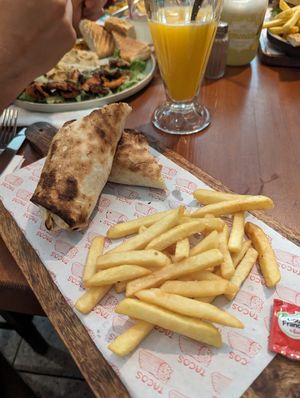 Falafel wrap at Culture Box cafe in Fes