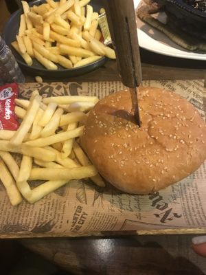 Vegan burger   at Culture Box cafe in Fes