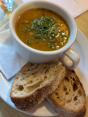 Lentil soup & sourdough  at The Corrie Hotel in Isle Of Arran