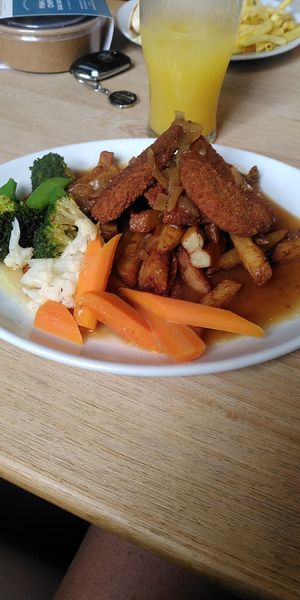 Schnitzel and veg at The Corrie Hotel in Isle Of Arran