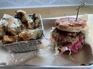 Fungo with Brussels Sprouts at The Hidden Chickpea in Madison