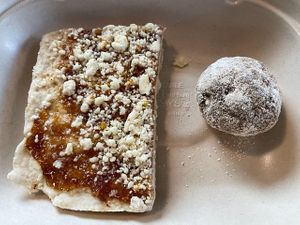 Fig jam shortbread and chocolate date truffle at The Hidden Chickpea in Madison