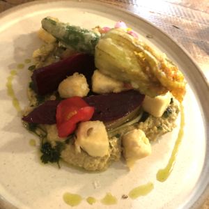 Courgette flower   at Lovage  in Newcastle Upon Tyne