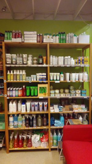 Vegan cosmetics, toiletries and household products are sold in Heluna Shop at Heluna Shop in Helsinki