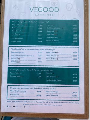 Todays menu! I cannot make up my mind as it all sounds really good! at Vegood in Vila Real De Santo Antonio