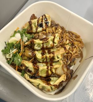 Vegetable gyoza yakisoba  at Wasabi - Victoria Station in London