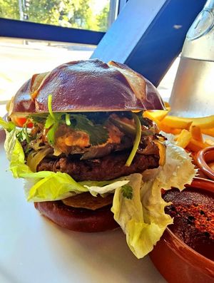 The Carne Asada burger at Buddha Belly Burger in Sacramento