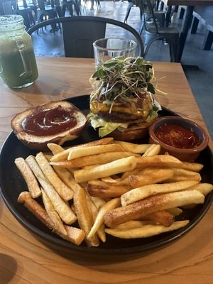 The bbq burger   at Buddha Belly Burger in Sacramento