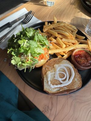 Lion’s mane burgerr  at Buddha Belly Burger in Sacramento