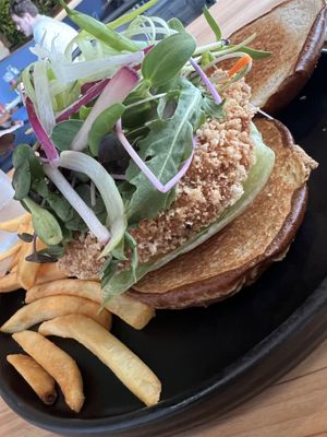 Lions Mane Chickpea Burgerr  at Buddha Belly Burger in Sacramento