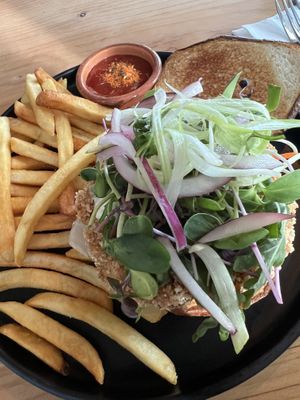 Lions Mane Chickpea Burger  at Buddha Belly Burger in Sacramento