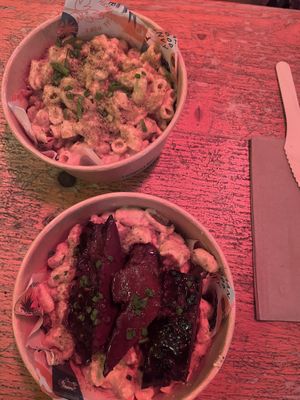 Mac n cheese & Mac n cheese with BBQ seitan ribs  at Herbivorous Spark   in York