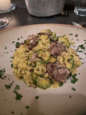 Risotto with Zaffarono, Zucchini and fresh truffles   at Napoleone  in Florence