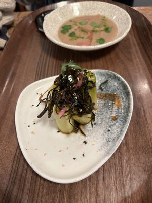 Poireaux vinaigrette et velouté de panais  at L'Équilibriste in Lyon
