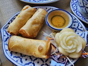 Vegetable spring rolls with tofu at Black Cat Restaurant in Shanklin