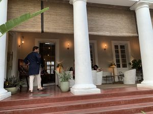 Front of restaurant   at Coromandel Cafe in Pondicherry