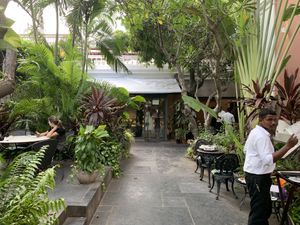 Outside  at Coromandel Cafe in Pondicherry