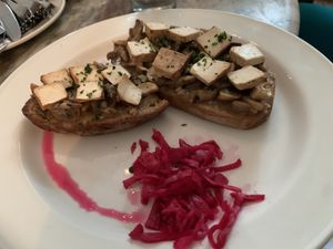 Mushroom golden toast. Surprisingly super tasty!  at Coromandel Cafe in Pondicherry