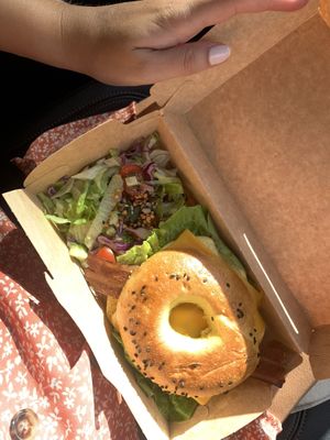 Bagel with vegan cheddar and vegan bacon 😍  at Açaï Spot in Cannes