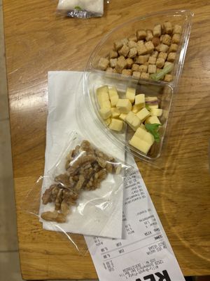 Bits from the vegan salad   at BER - REWE - T1 in Berlin