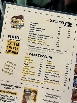 Vegan options highlighted 💛  at Cheese Madness in Pai