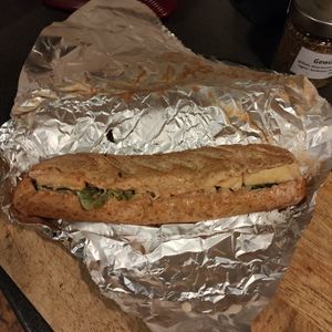 The (slightly battered yet still very good) tofu bahn mi (€ 5.50) at Asia Street Food - Hbf in Duisburg