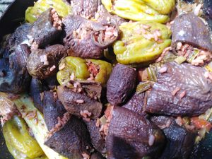 Dry aubergine dolma at Vegan Supper Club in Istanbul