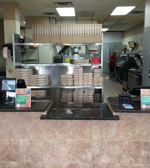 Ordering and pick up counter at Sarpino's Pizzeria in Eagan
