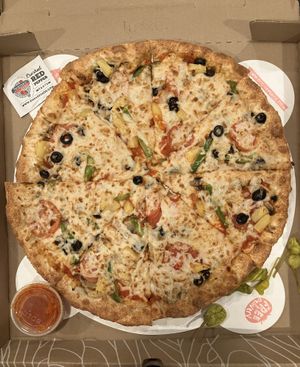 Celebrating my veganniversary with the "Vegan Vegetarian" pizza. at Sarpino's Pizzeria in Eagan