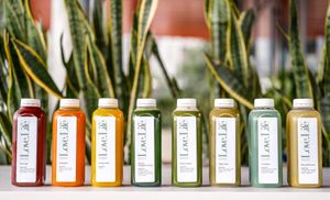 House-made cold pressed juices and wellness shots. at Love.Life in Culver City