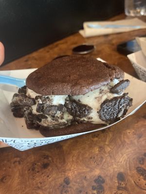 Vegan double chocolate cookie w/ vegan chocolate chip ice cream, it was so delicious!  at The Baked Bear in Miami Beach