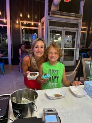 Vegan option on left. Brownie top/cookie bottom  at The Baked Bear in Miami Beach