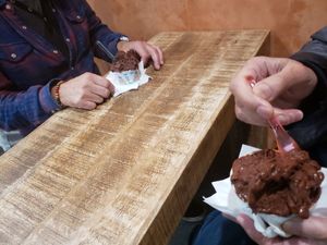 We couldn't resist the chocolate sorbetto at Piccola Gelateria in New Orleans