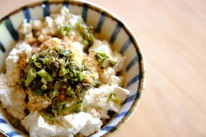 Tofu on rice at Shirakami Tofu  in Aomori
