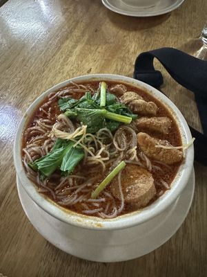 Laksa (the tofu has egg in)   at Gunung Mulu National Park Cafe in Mulu