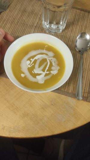 Pumpkin soup as starter at K 41 in Augsburg