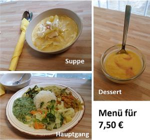 Suppe + Hauptgang = 7,00 €
optionales Dessert + 0,50 € at K 41 in Augsburg