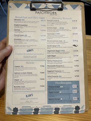 Menu  at Patchwork in Barcelona