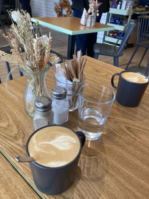 Foamy lattes (oat and coconut and they have almond milk as well)  at East Road in Dublin