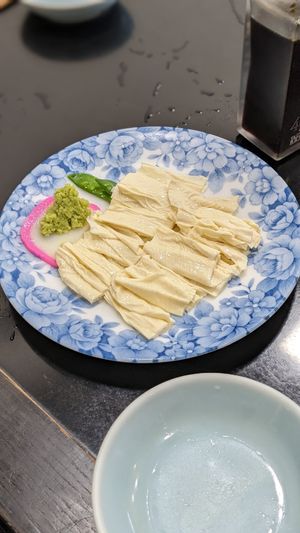 Raw Yuba sidedish (minus the fishcake) at Azuma in Nikko