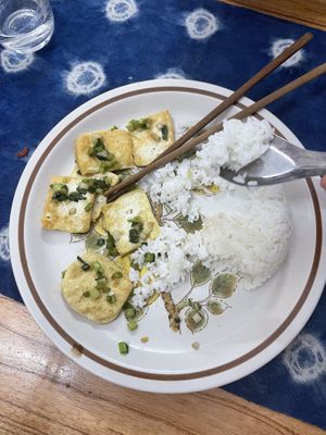 Tofu with Rice and Chili Soy Sauce  at Rainbow Ha Giang  in Ha Giang