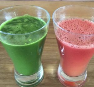 搾りたての特製野菜ジュースと人参ジュース  at Daichi Nijiro だいちにじいろ in Wakayama