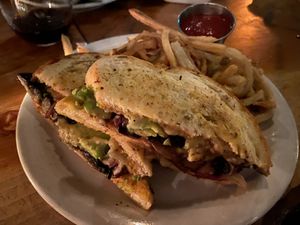 Grilled cheese supreme with avocado and portobello mushrooms at Shelter Lounge in Seattle