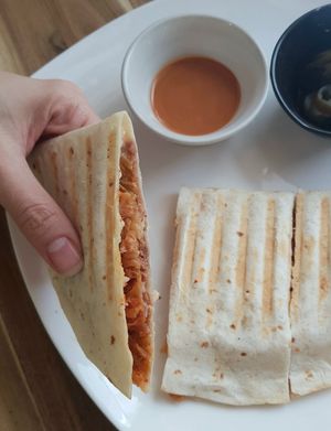 Kimchi Quesadilla - inside at Vegan Insa - 비건인사 in Seoul