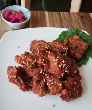 Seasoned Bean Chicken 양념콩치킨 at Vegan Insa - 비건인사 in Seoul